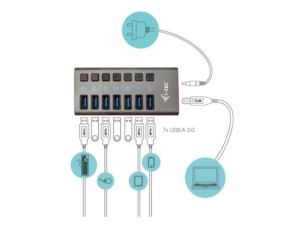 i-Tec USB 3.0 Charging HUB 7 port + Power Adapter 36 W