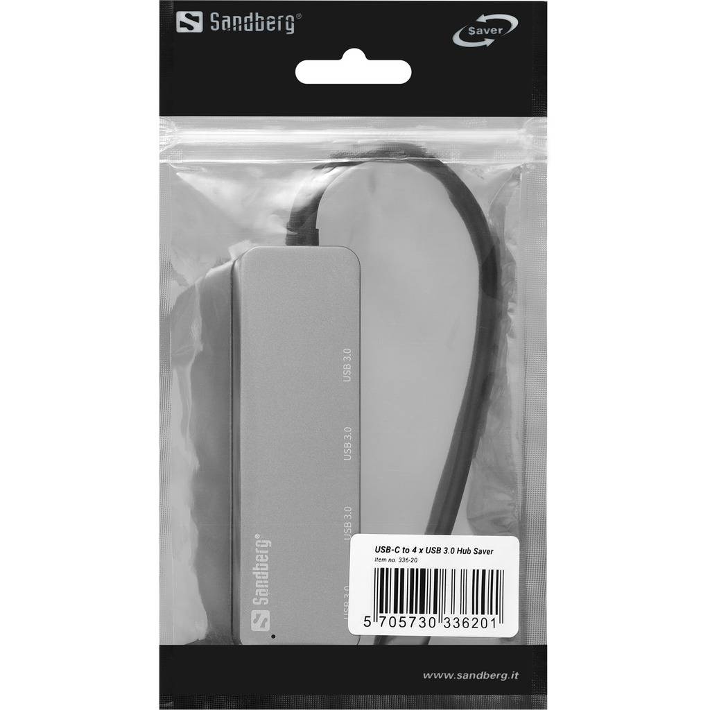 SANDBERG Saver - Hub - 4 x SuperSpeed USB 3.0