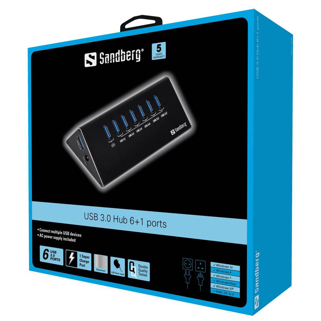 Sandberg USB 3.0 Hub 7 ports - Hub - 7 x SuperSpeed USB 3.0