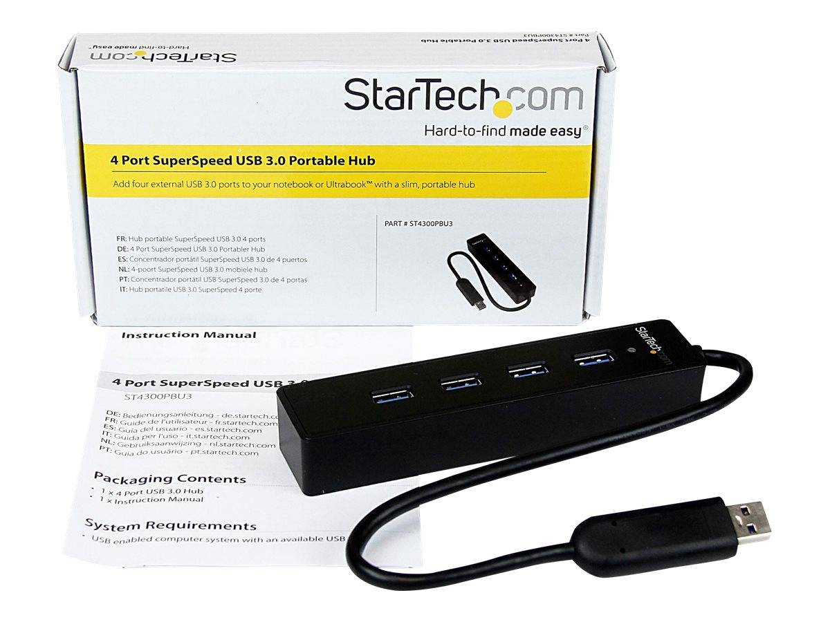 StarTech.com 4 Port USB 3.0 SuperSpeed Hub - Schwarz