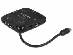 Delock Micro USB OTG Card Reader + 3 port USB Hub - Kartenleser (MS, MS PRO, MMC, SD, MS Duo, MS PRO Duo, RS-MMC, TransF