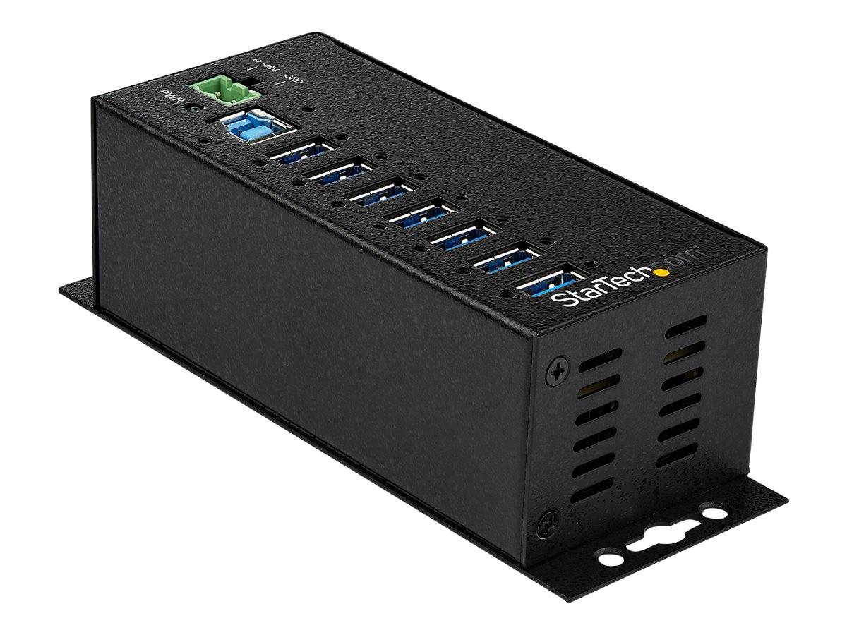 StarTech.com HB30A7AME USB 3.0 Hub (7-Port, Din-Rail, Industrielle Anwendung, externes Netzteil, Uberspannungsschutz, ESD, 350 W, 15 kV)