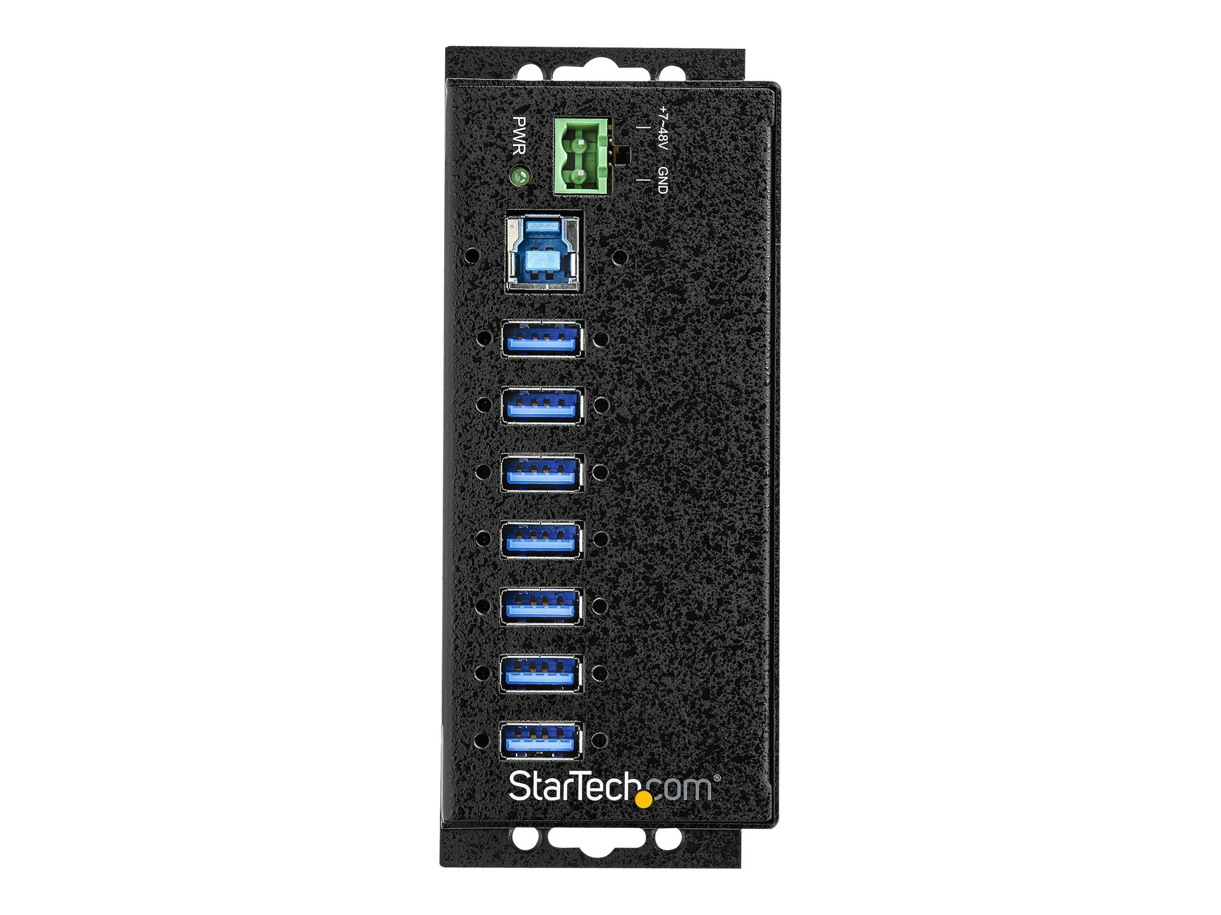 StarTech.com HB30A7AME USB 3.0 Hub (7-Port, Din-Rail, Industrielle Anwendung, externes Netzteil, Uberspannungsschutz, ESD, 350 W, 15 kV)