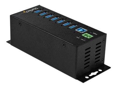StarTech.com HB30A7AME USB 3.0 Hub (7-Port, Din-Rail, Industrielle Anwendung, externes Netzteil, Uberspannungsschutz, ESD, 350 W, 15 kV)