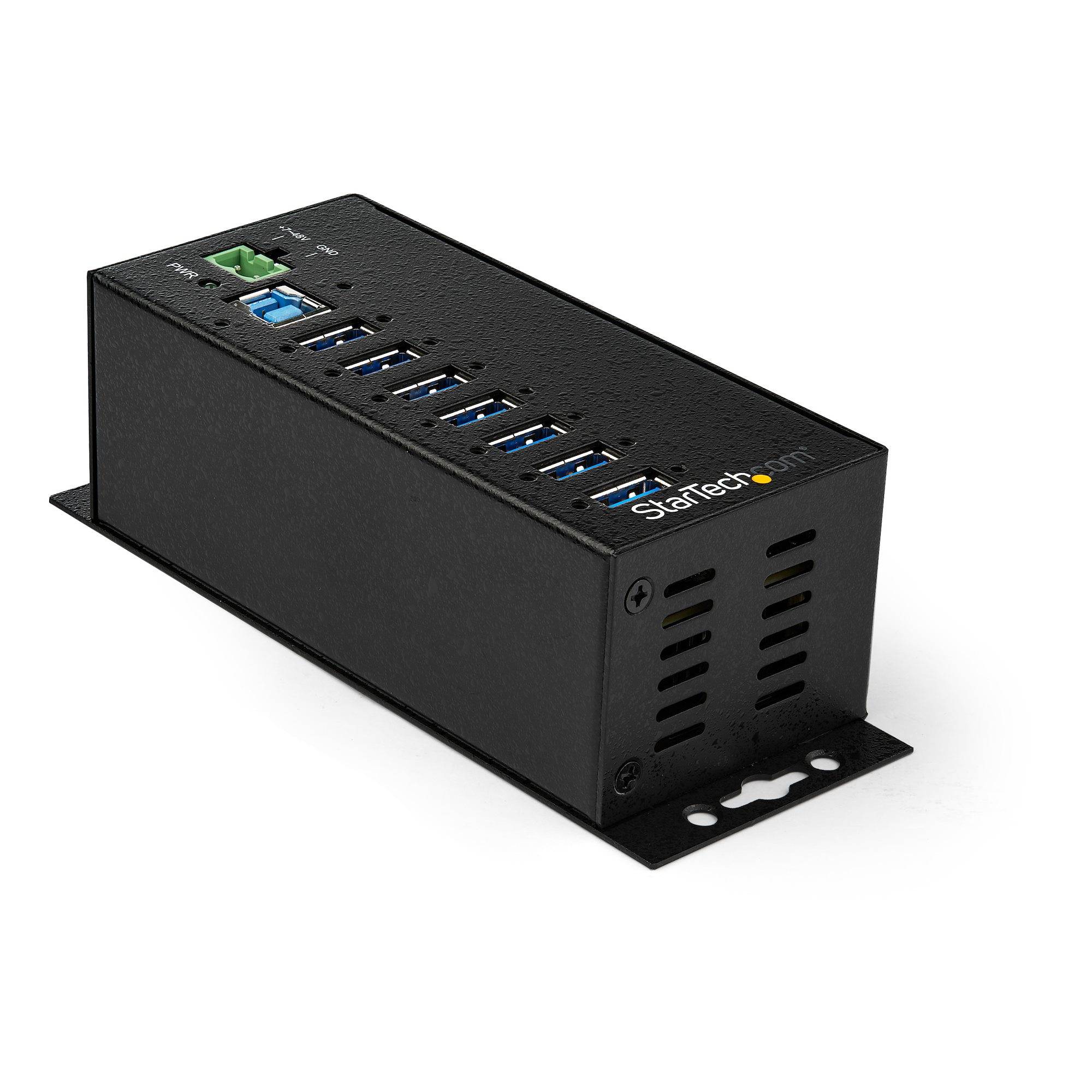 StarTech.com HB30A7AME USB 3.0 Hub (7-Port, Din-Rail, Industrielle Anwendung, externes Netzteil, Uberspannungsschutz, ESD, 350 W, 15 kV)