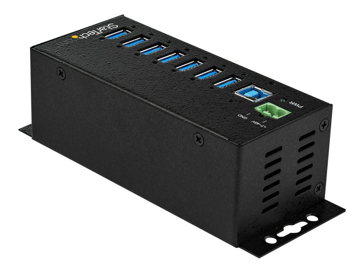 StarTech.com HB30A7AME USB 3.0 Hub (7-Port, Din-Rail, Industrielle Anwendung, externes Netzteil, Uberspannungsschutz, ESD, 350 W, 15 kV)