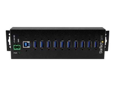 StarTech.com HB30A10AME USB 3.0 Hub (10-Port, Din-Rail, Industrielle Anwendung, externes Netzteil, Uberspannungsschutz, ESD, 350 W, 15 kV)