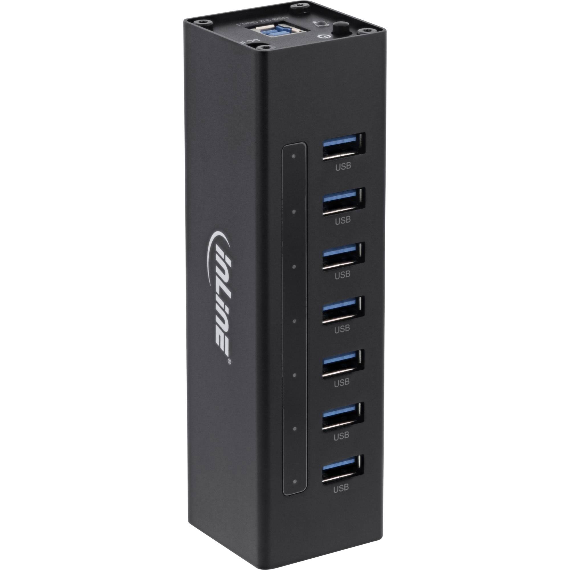 INLINE - USB 3.0 Hub - 7 Port - Aluminiumgehäuse - schwarz - mit 2,5A Netzteil