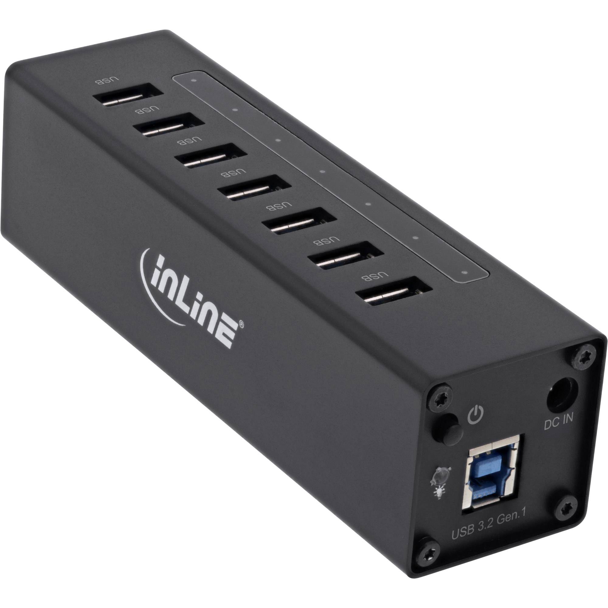 INLINE - USB 3.0 Hub - 7 Port - Aluminiumgehäuse - schwarz - mit 2,5A Netzteil