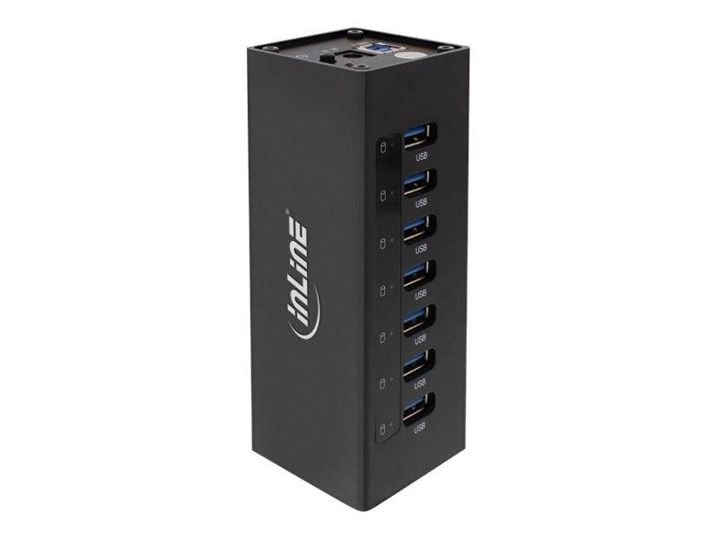 INLINE - USB 3.0 Hub - 7 Port - Aluminiumgehäuse - schwarz - mit 2,5A Netzteil