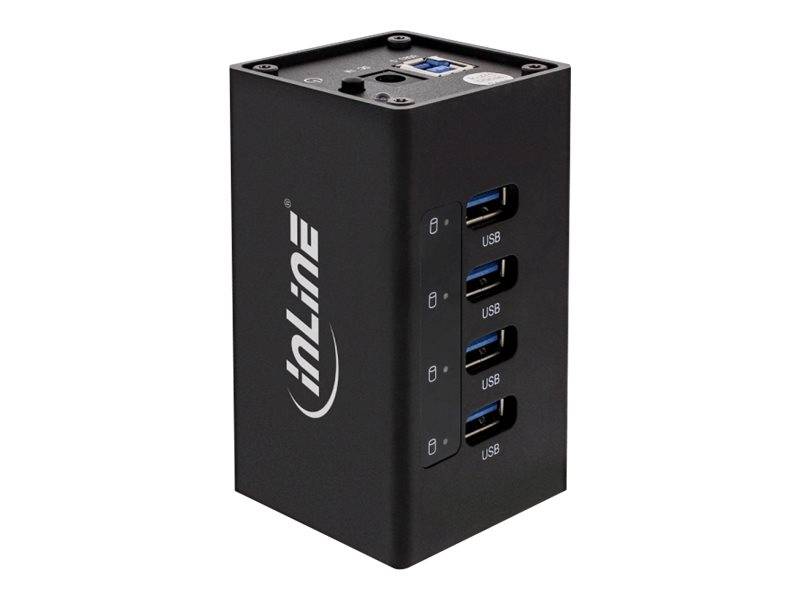 INLINE - USB 3.0 Hub - 4 Port - Aluminiumgehäuse - schwarz - mit 2,5A Netzteil