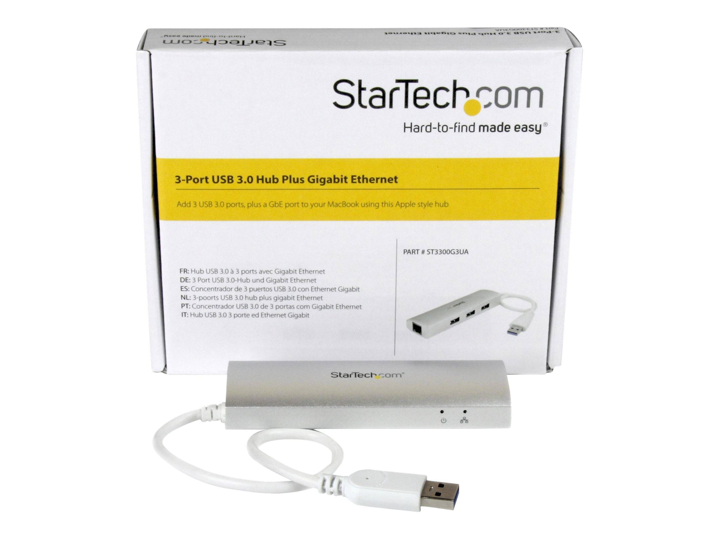 StarTech.com 3 Port mobiler USB 3.0 Hub plus Gigabit Ethernet