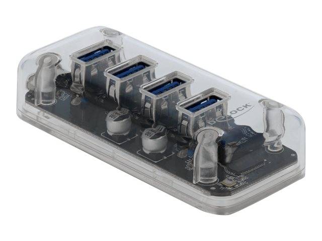 DELOCK Externer USB 3.0 Hub mit 4 Ports transparent
