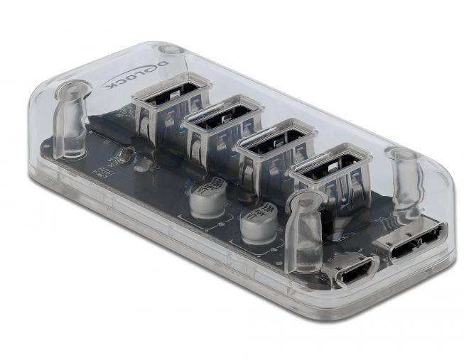 DELOCK Externer USB 3.0 Hub mit 4 Ports transparent