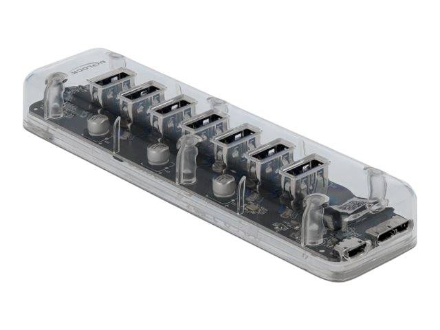 DeLOCK Externer USB 3.0 Hub mit 7 Ports transparent