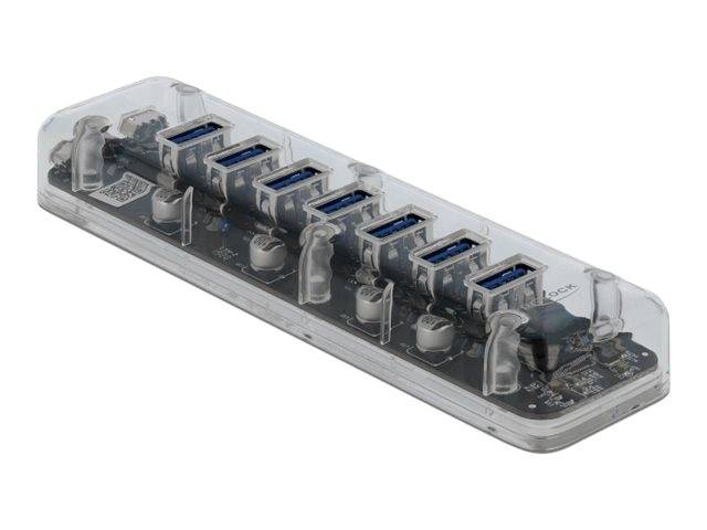 DeLOCK Externer USB 3.0 Hub mit 7 Ports transparent