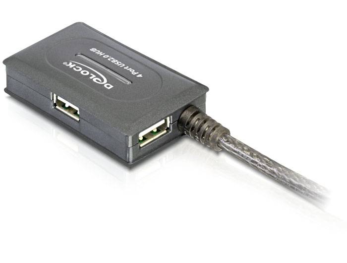 Delock USB 2.0 Verlängerungskabel 10 m aktiv mit 4 Port Hub