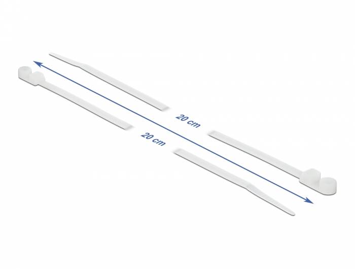 DeLOCK Cable Tie with Fastening Eyelet - Kabelbinder - 20 cm - weiß (Packung mit 10)