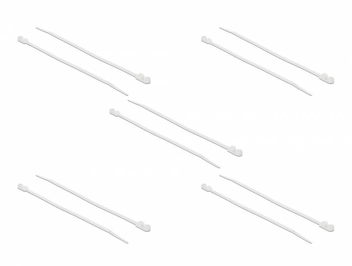 DeLOCK Cable Tie with Fastening Eyelet - Kabelbinder - 20 cm - weiß (Packung mit 10)