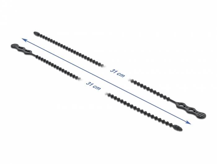 DeLOCK Beaded - Kabelbinder - 31 cm - Schwarz (Packung mit 10)