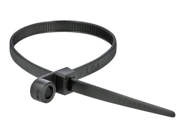 DeLOCK Cable Tie with Fastening Eyelet - Kabelbinder - 30 cm - Schwarz (Packung mit 10)