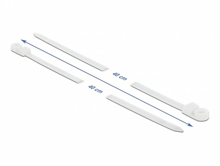 DeLOCK Cable Tie with Fastening Eyelet - Kabelbinder - 40 cm - weiß (Packung mit 10)