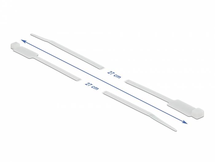 DeLOCK Cable Tie with Label Tap - Kabelbinder - 27 cm - weiß (Packung mit 10)