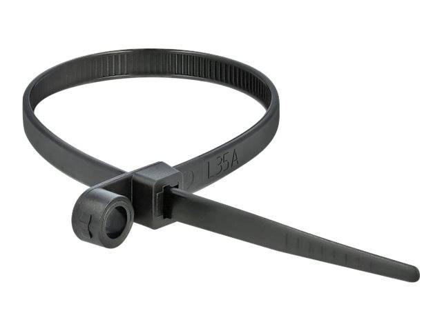 DeLOCK Cable Tie with Fastening Eyelet - Kabelbinder - 20 cm - Schwarz (Packung mit 10)