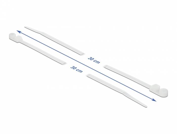 DeLOCK Cable Tie with Fastening Eyelet - Kabelbinder - 30 cm - weiß (Packung mit 10)