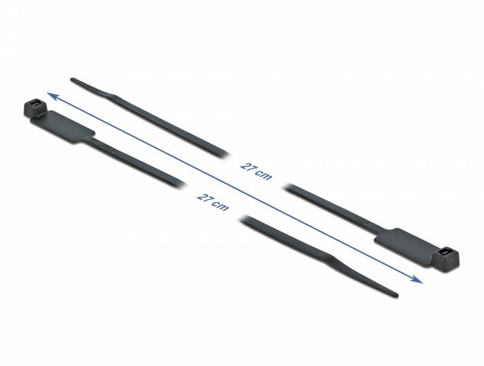 DeLOCK Cable Tie with Label Tap - Kabelbinder - 27 cm - Schwarz (Packung mit 10)