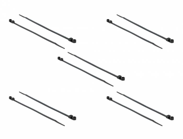 DeLOCK Cable Tie with Fastening Eyelet - Kabelbinder - 16 cm - Schwarz (Packung mit 10)
