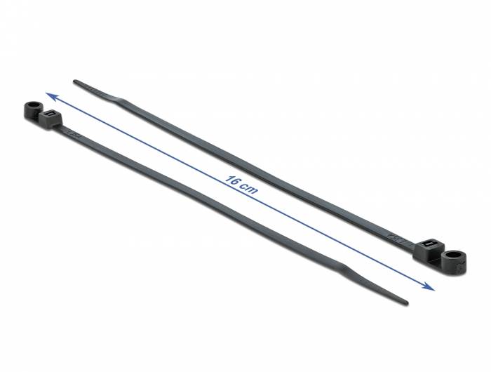 DeLOCK Cable Tie with Fastening Eyelet - Kabelbinder - 16 cm - Schwarz (Packung mit 10)