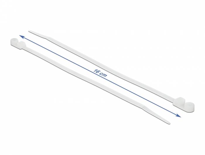 DeLOCK Cable Tie with Fastening Eyelet - Kabelbinder - 16 cm - weiß (Packung mit 10)