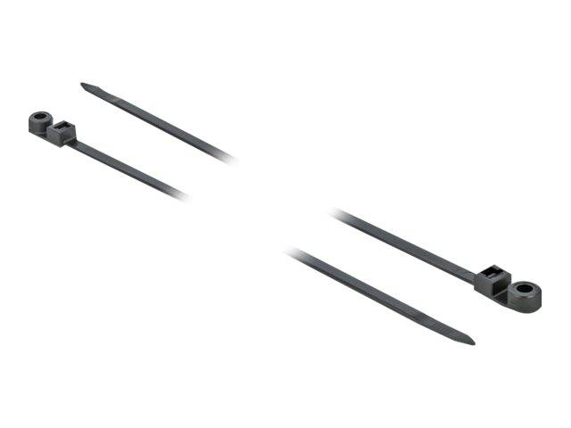 Delock Cable Tie with Fastening Eyelet - Kabelbinder - 40 cm - Schwarz (Packung mit 10)