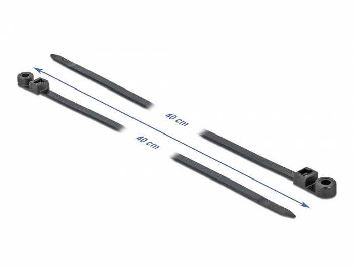 Delock Cable Tie with Fastening Eyelet - Kabelbinder - 40 cm - Schwarz (Packung mit 10)