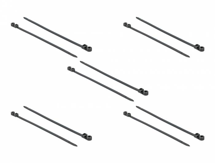 Delock Cable Tie with Fastening Eyelet - Kabelbinder - 40 cm - Schwarz (Packung mit 10)