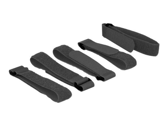 DeLOCK - Klettverschluss - 30 cm - Schwarz (Packung mit 5)