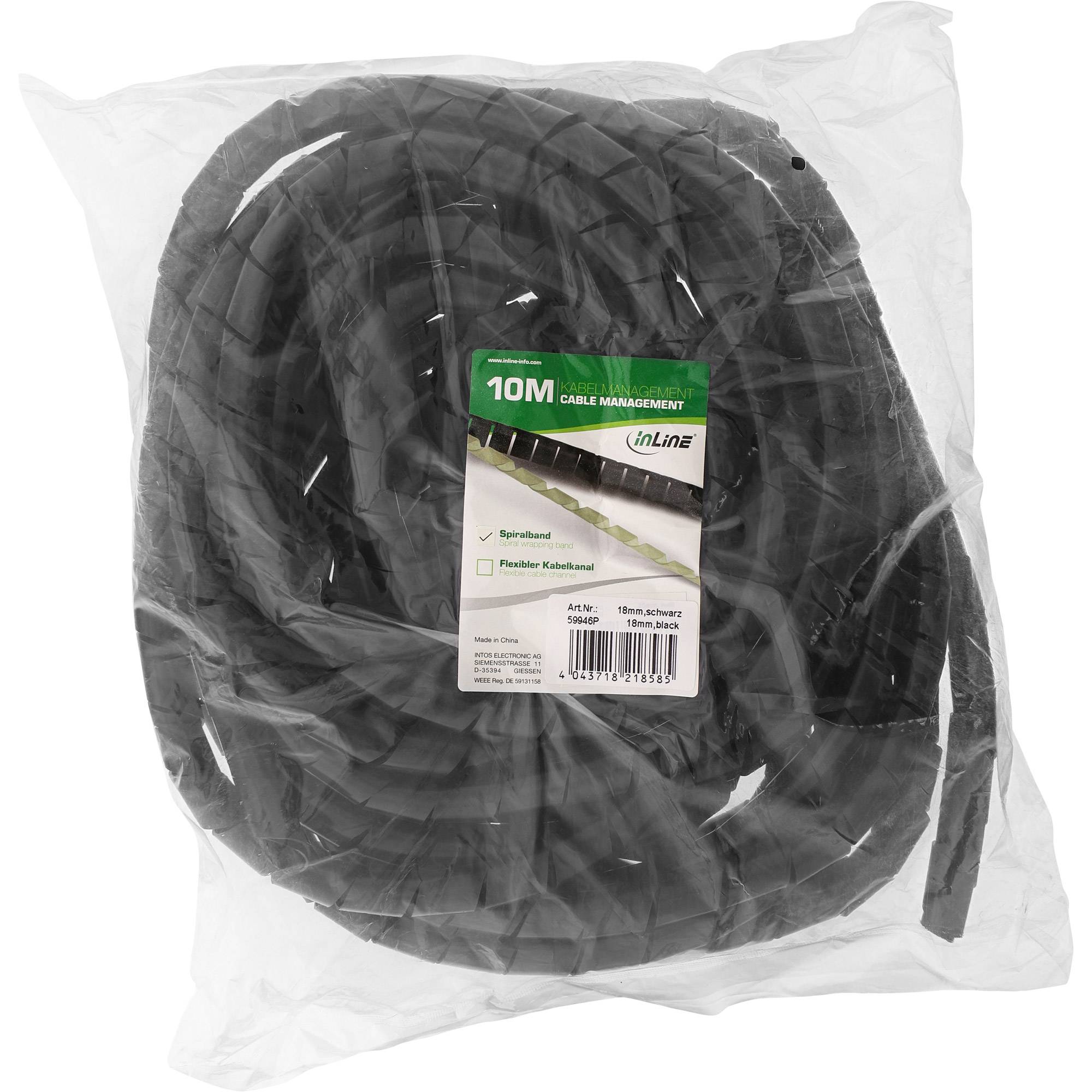 INLINE - Spiralband 10m - schwarz - 18mm