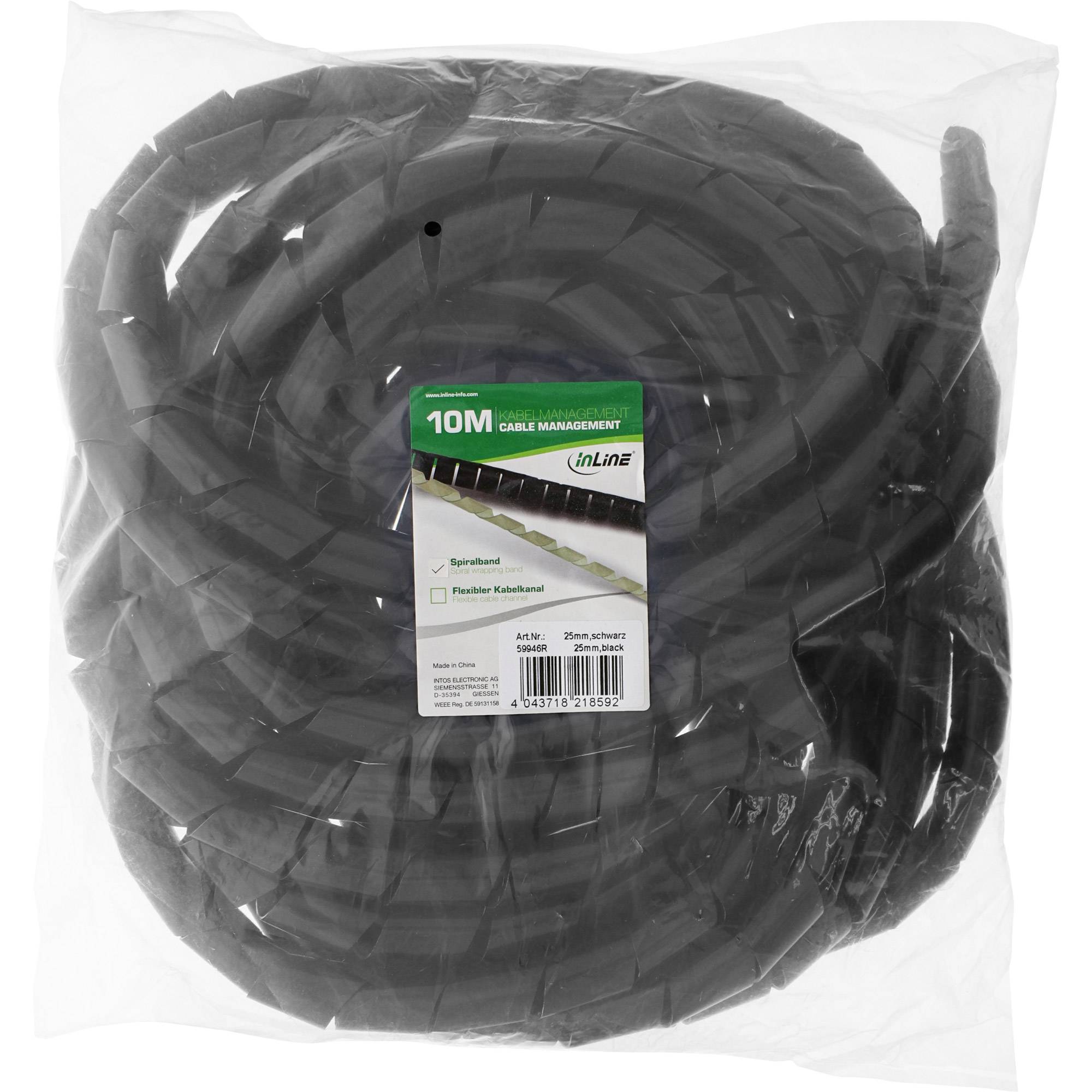 INLINE - Spiralband 10m - schwarz - 25mm