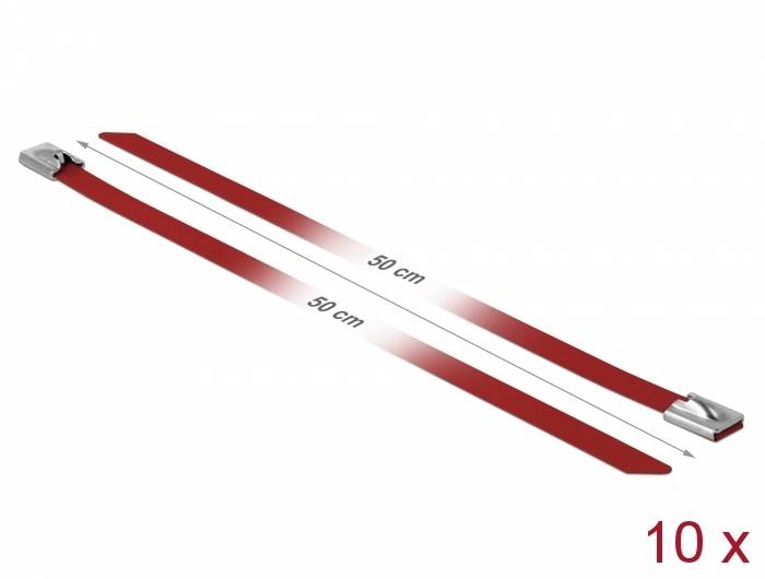DeLOCK - Kabelbinder - 50 cm - Rot (Packung mit
