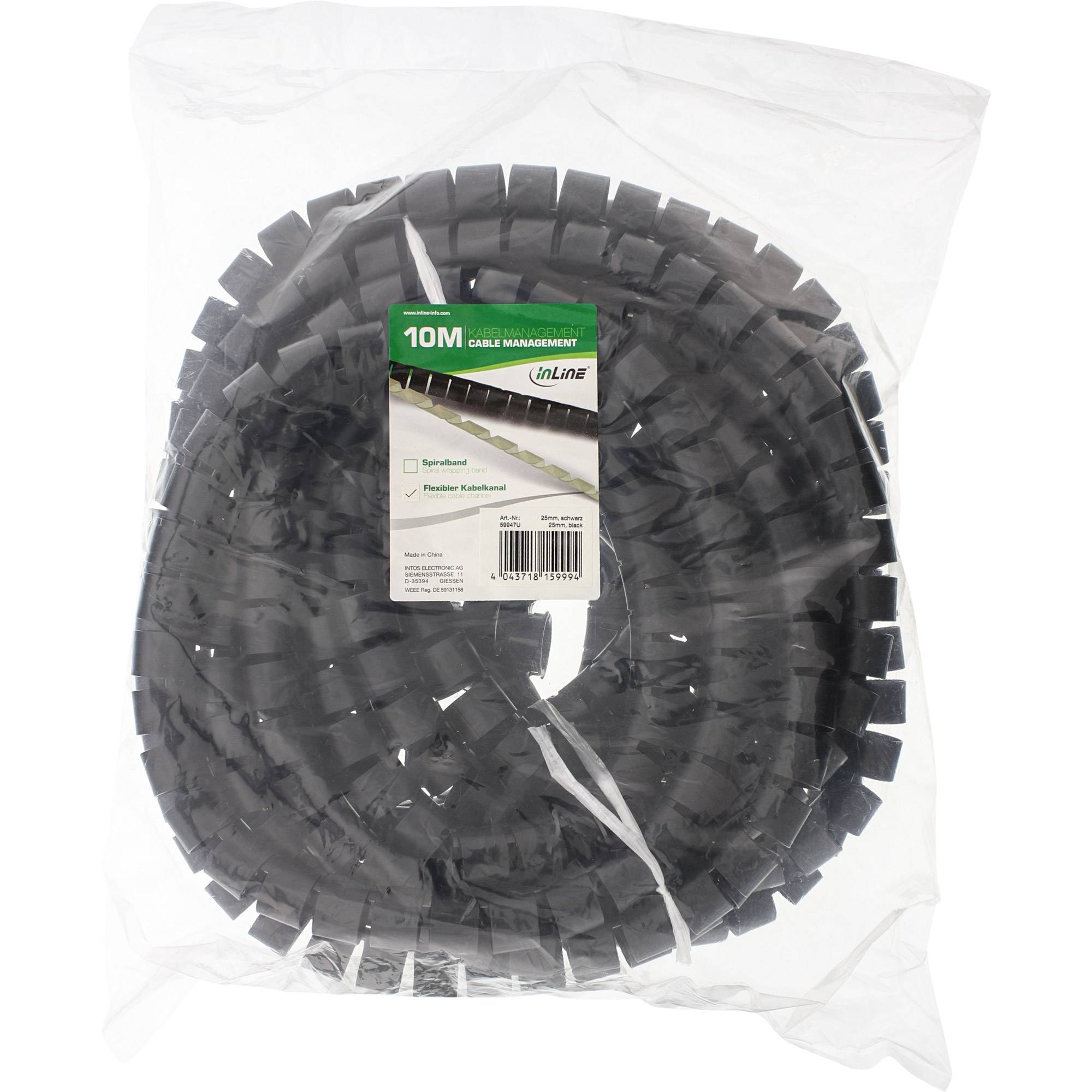 InLine - Flexible Kabelleitung - 10 m - Schwarz