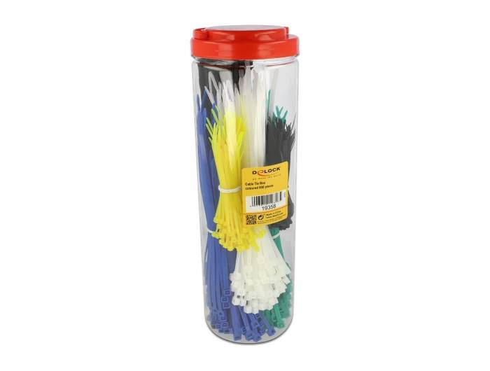DeLOCK Cable tie assortment box 600 pieces assorted colours