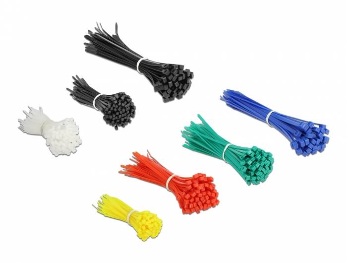 DeLOCK Cable tie assortment box 600 pieces assorted colours