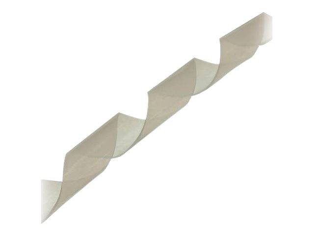 Beige Spiralband oder gefalteter Papierstreifen isoliert auf weißem Hintergrund.