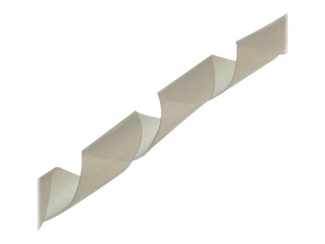 Beiges, bandartiges Band, das diagonal über einen weißen Hintergrund verdreht ist.