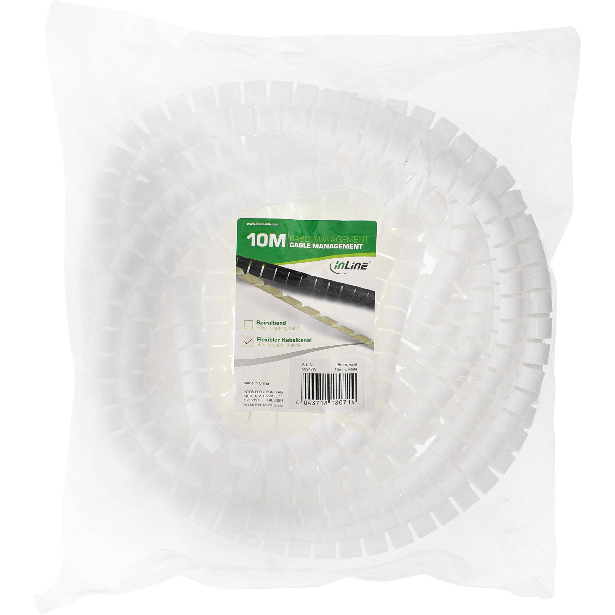 InLine flexibler Kabelkanal/Kabelschlauch 10m - weiß - 10mmMachen Sie Ihrer