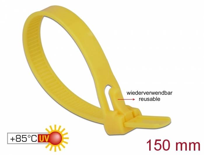 DeLOCK - Kabelbinder - 15 cm - Gelb (Packung