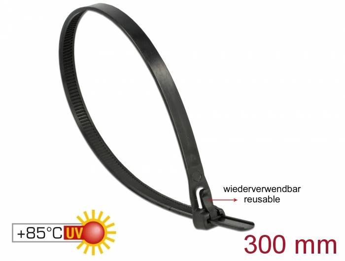 DeLOCK - Kabelbinder - 30 cm - Schwarz (Packung