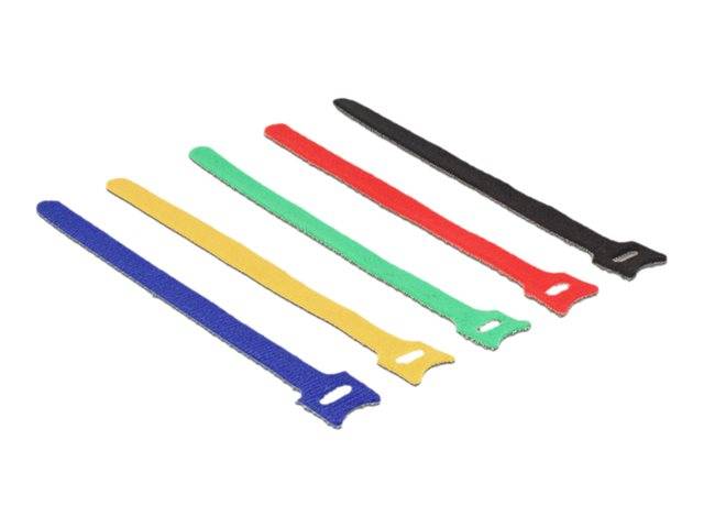 DeLOCK farbig - Klettverschluss - 20 cm - Schwarz, Blau, Gelb, Rot, grün (Packung mit 10)