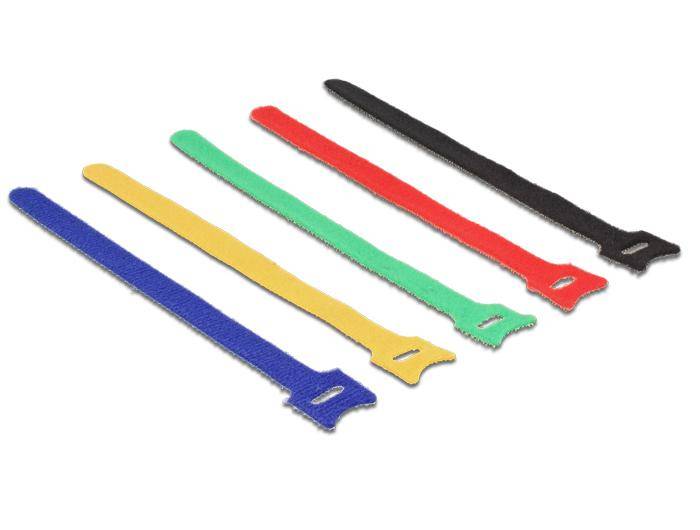 DeLOCK farbig - Klettverschluss - 20 cm - Schwarz, Blau, Gelb, Rot, grün (Packung mit 10)